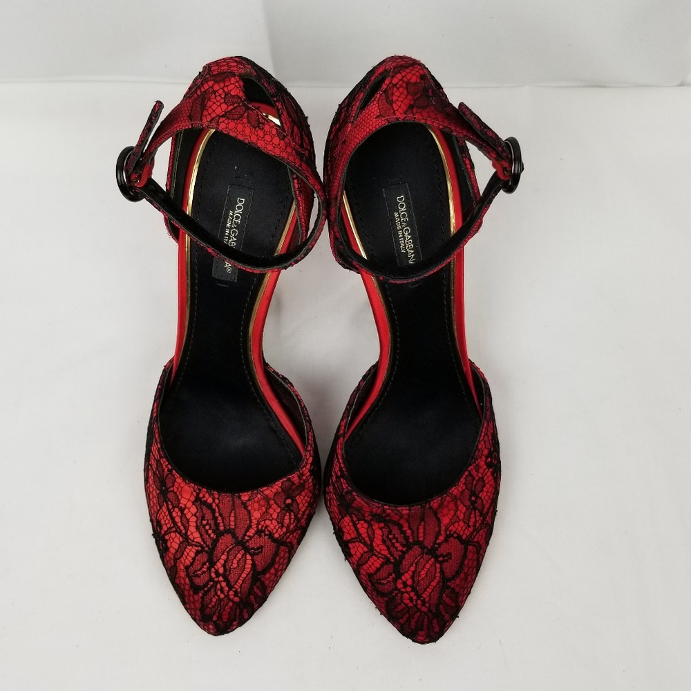 Dolce Gabbana Satin Ankle Strap Heels Pumps 38 - Picture 1 of 6